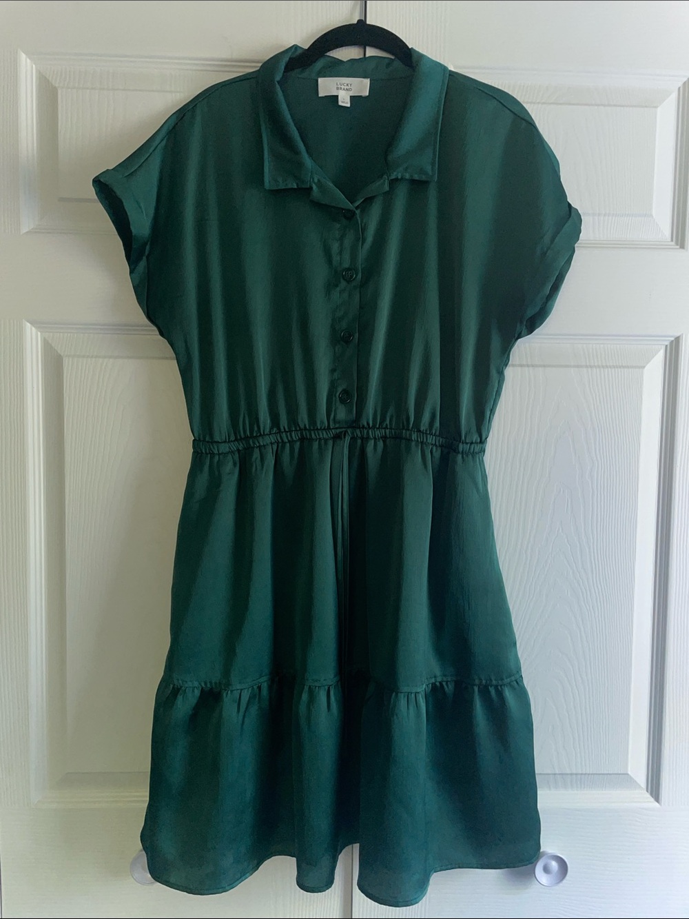 Lucky Brand Button-Front Short Sleeve Tiered Dress